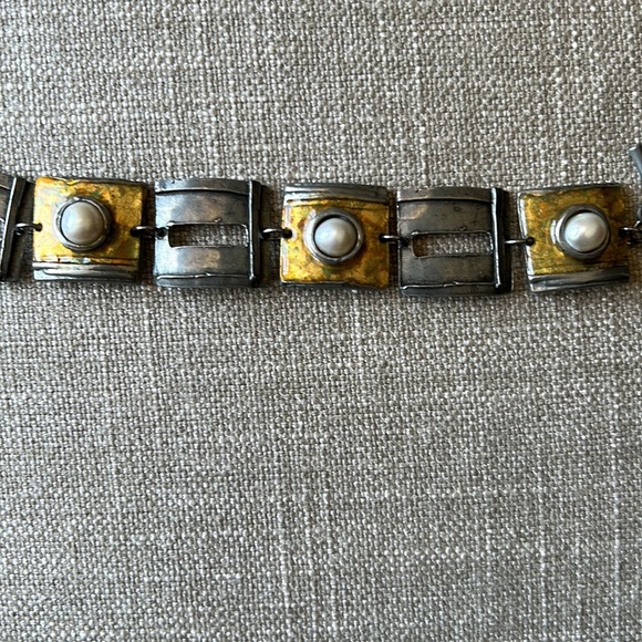 NES gold silver pearl bracelet links - Picture 1 of 7